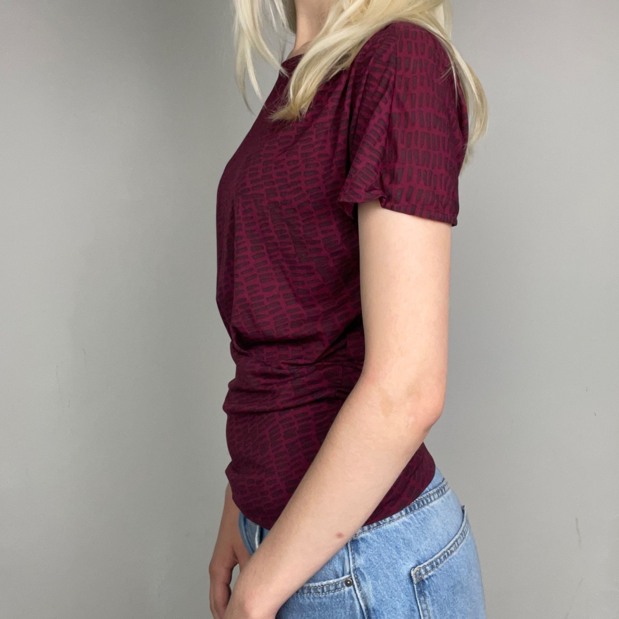 Other S - Y2K Mexx Burgundy Patterned Top Size S / US 4 / IT 40 - 2 Thumbnail