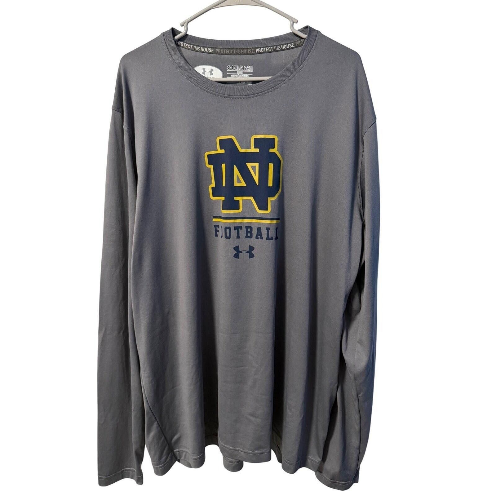 Under Armour Under Armour Notre Dame Football Shirt Mens 2XL Grey LS Tee Size US XXL / EU 58 / 5 - 1 Thumbnail