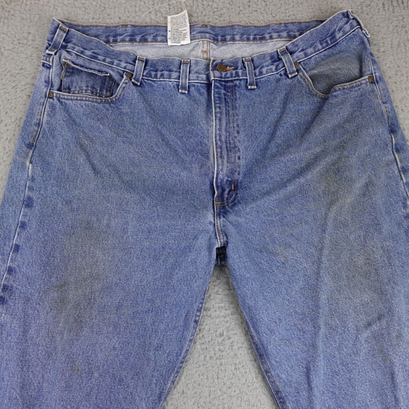 Carhartt Carhartt Jeans Mens 44x32 Blue Denim Patch B18 DST Work Regular 90s Logo USA Mens Size US 44 / EU 60 - 4 Thumbnail