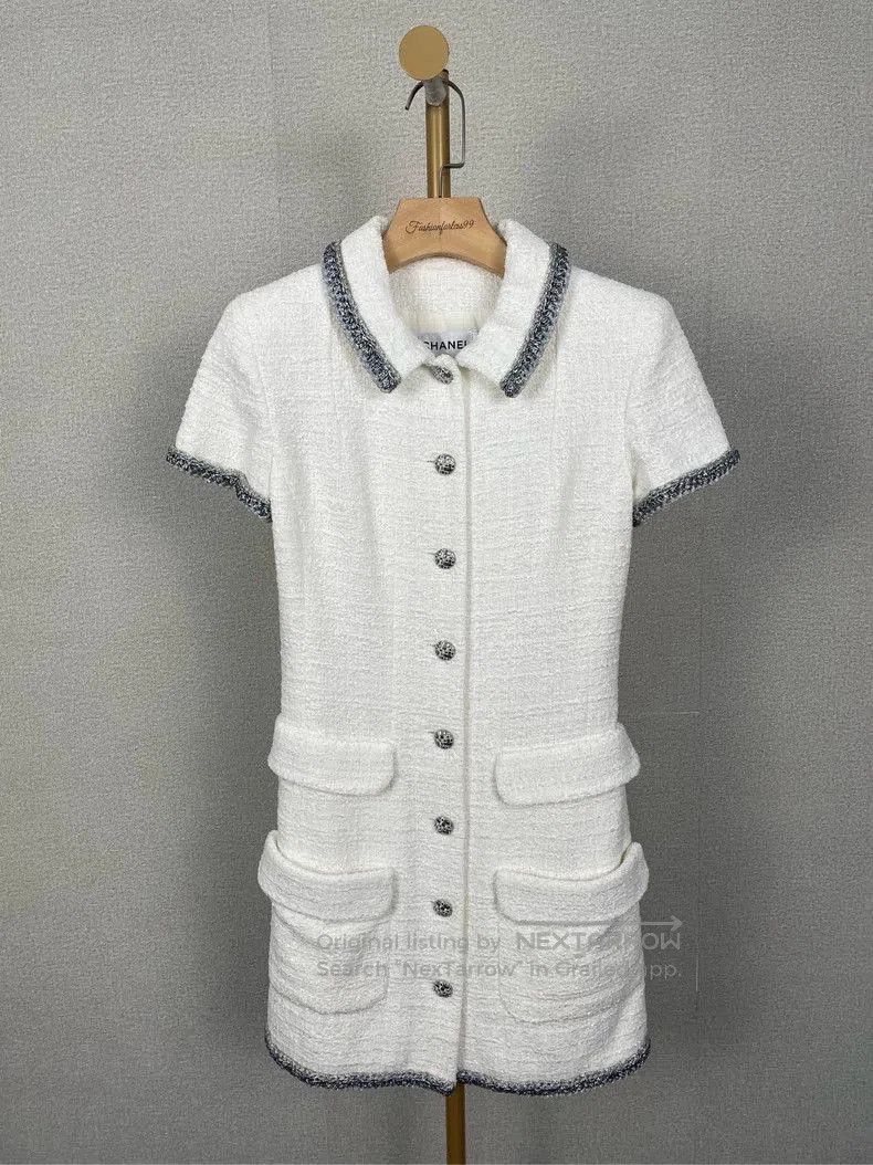 Chanel Chanel White Silver Thread Dress 34. Size US 34 / EU 50 - 1 Thumbnail
