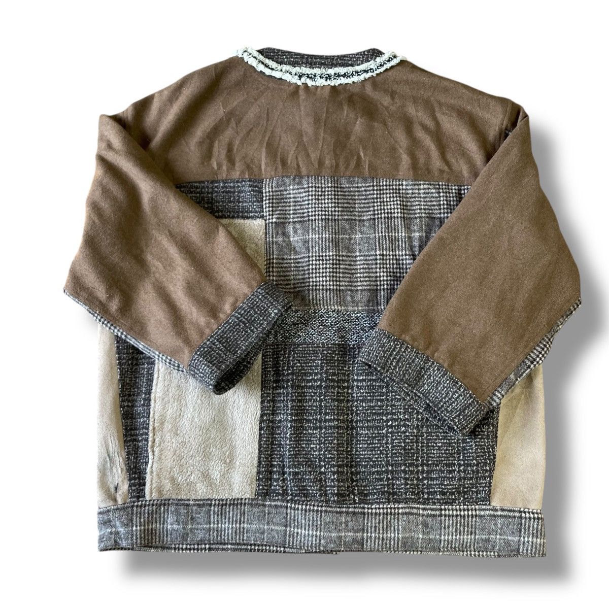 Beauty Beast × Japanese Brand RIVET SURGE 3 BLEND FLEECE + COTTON + WOOL PATCHWORK JACKET Size US XL / EU 56 / 4 - 3 Thumbnail