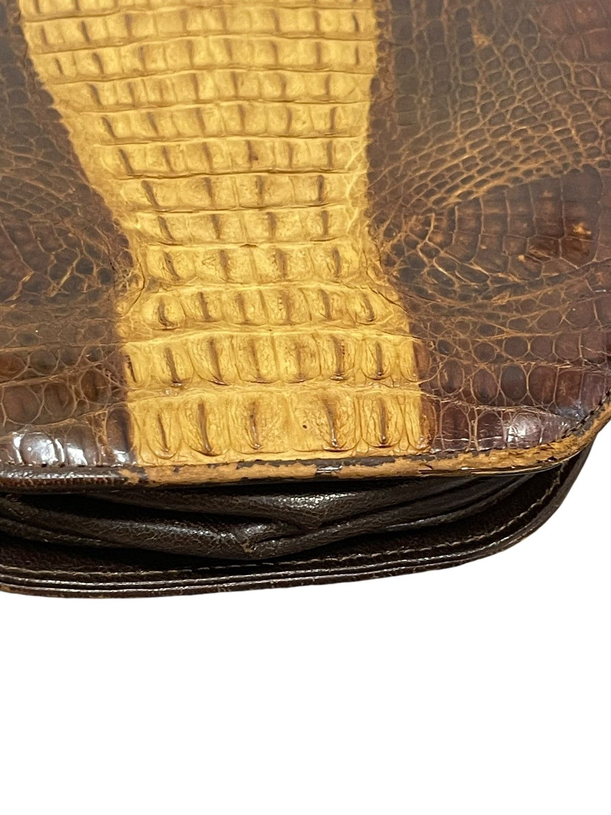 Leather Crocodile Skin Patina Vtg Unknown Japan Cross Body Bag 1🟩1 Size ONE SIZE - 9 Thumbnail