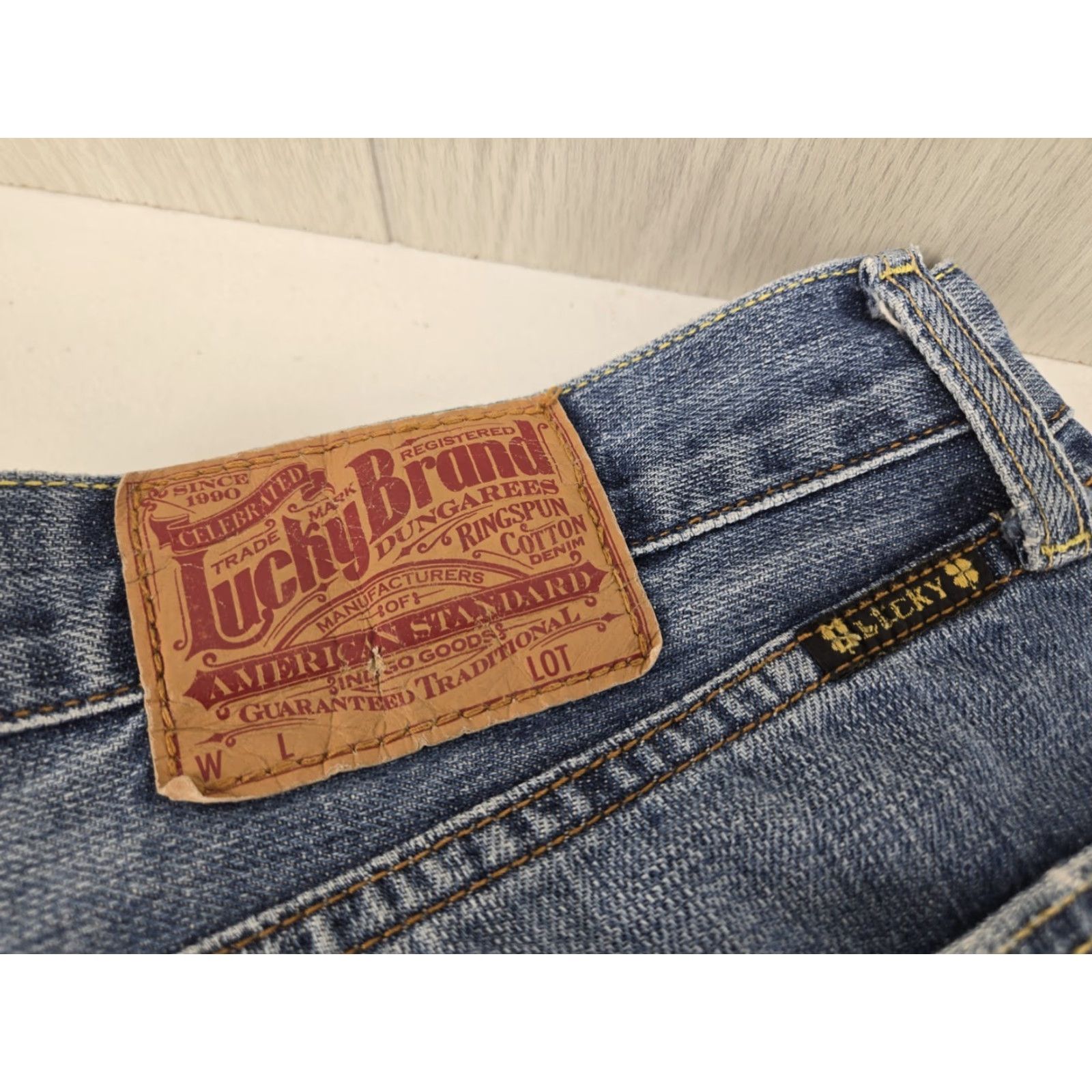 Lucky Brand Lucky Brand Jeans Men's Straight Leg 38x33 Blue Dark Stone Wash Regular Inseam 33 5-Pocket Denim Logo Gift? Size US 38 / EU 54 - 5 Thumbnail
