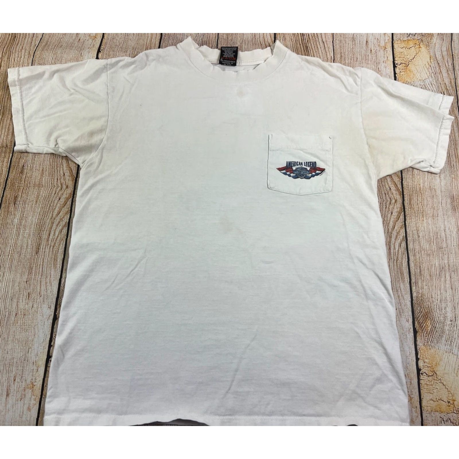 Harley Davidson VINTAGE Harley-Davidson Pocket T Shirt White Mens L 90s 1996 Distressed Cotton Size US L / EU 52-54 / 3 - 2 Thumbnail