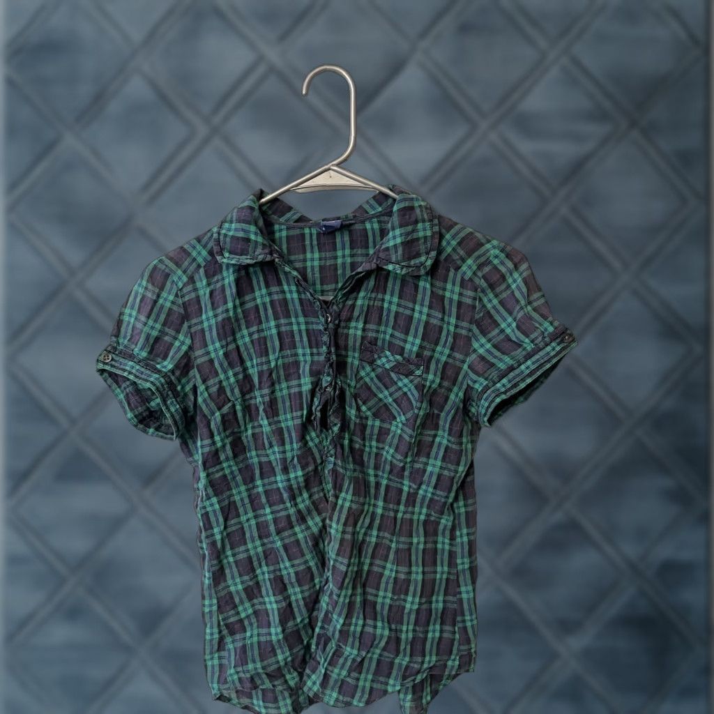 Vintage VINTAGE American Eagle Shirt Plaid Short Sleeve Button-Up Women Size 2 Green 100% Cotton Womens Size XS / US 0-2 / IT 36-38 - 1 Thumbnail