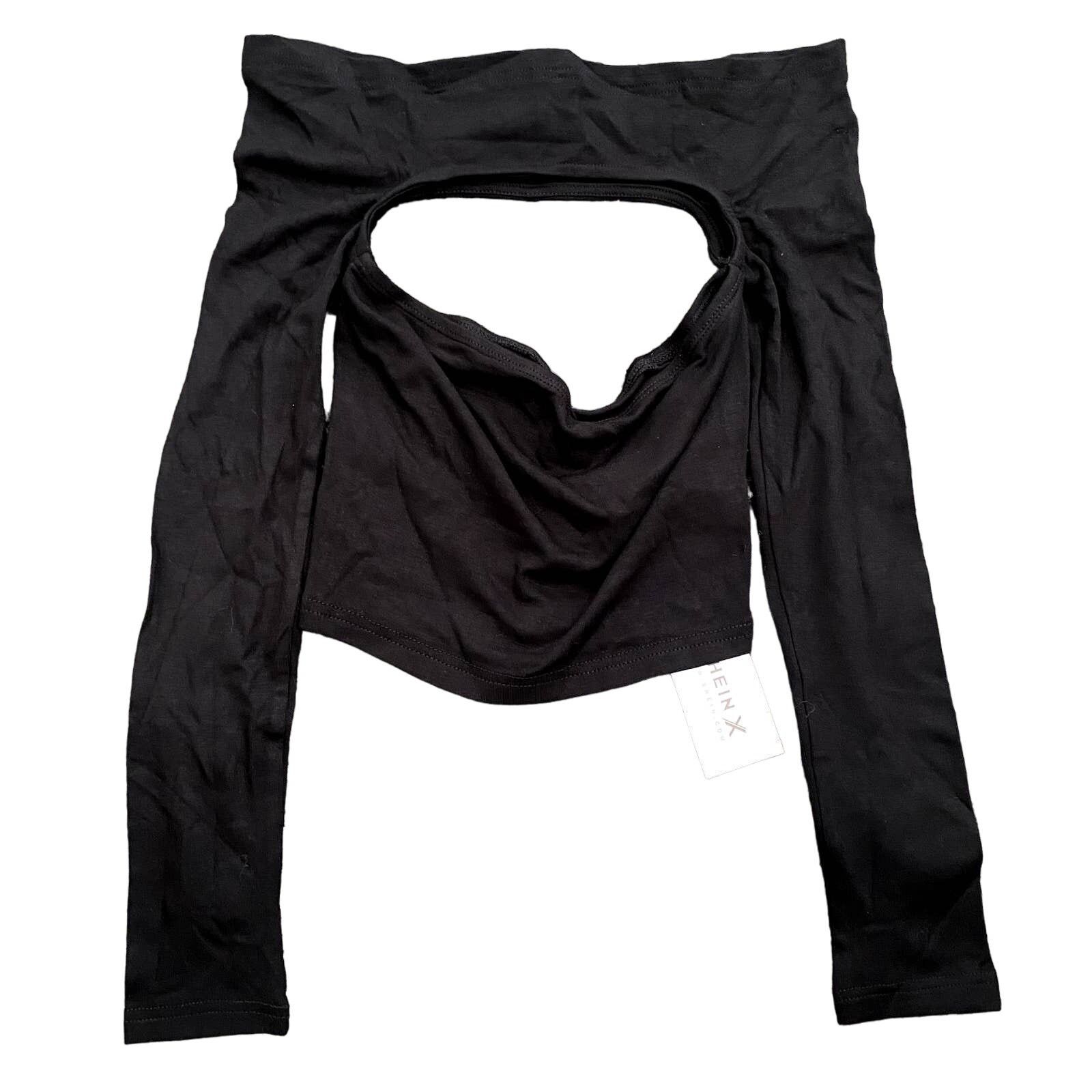 Shein Off Shoulder Cut Out Crop Top in Black, Size XS Size XS / US 0-2 / IT 36-38 - 1 Thumbnail