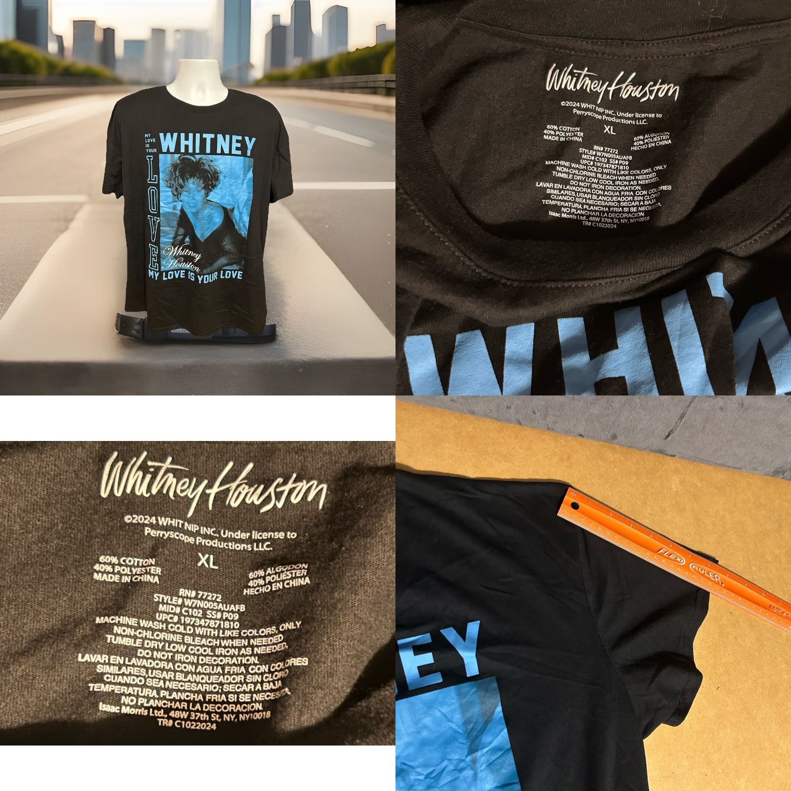 Vintage Whitney Houston My Love Is Your Love Shirt Men XL Black Short Sleeve Graphic Size US XL / EU 56 / 4 - 8 Thumbnail