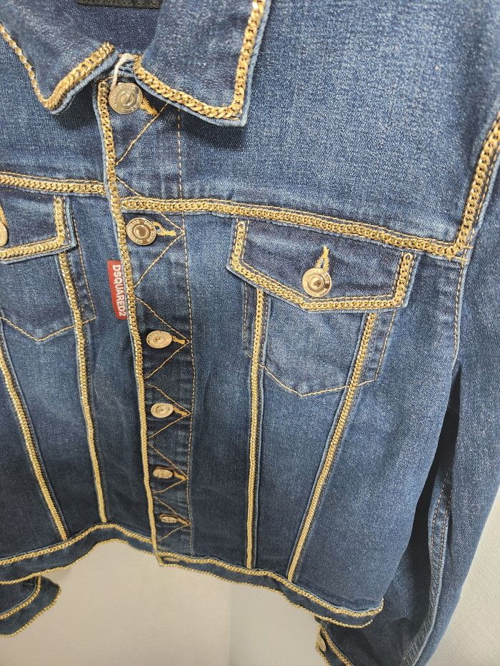 Dsquared2 DSQUARED2 chain-detailed cropped denim jacket Size M / US 6-8 / IT 42-44 - 3 Thumbnail
