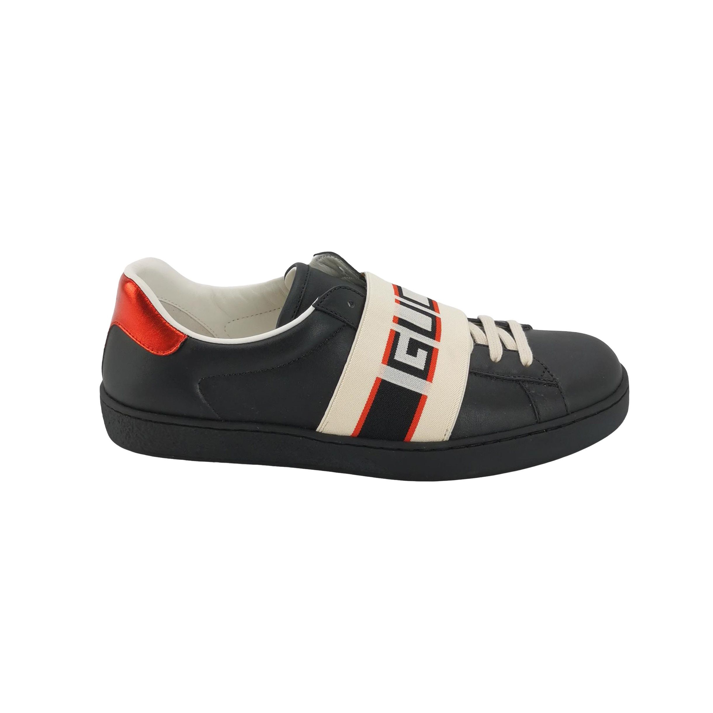 Gucci Gucci Ace Logo Elastic Strap Sneakers 39.5 Size US 6 / EU 39 - 1 Thumbnail