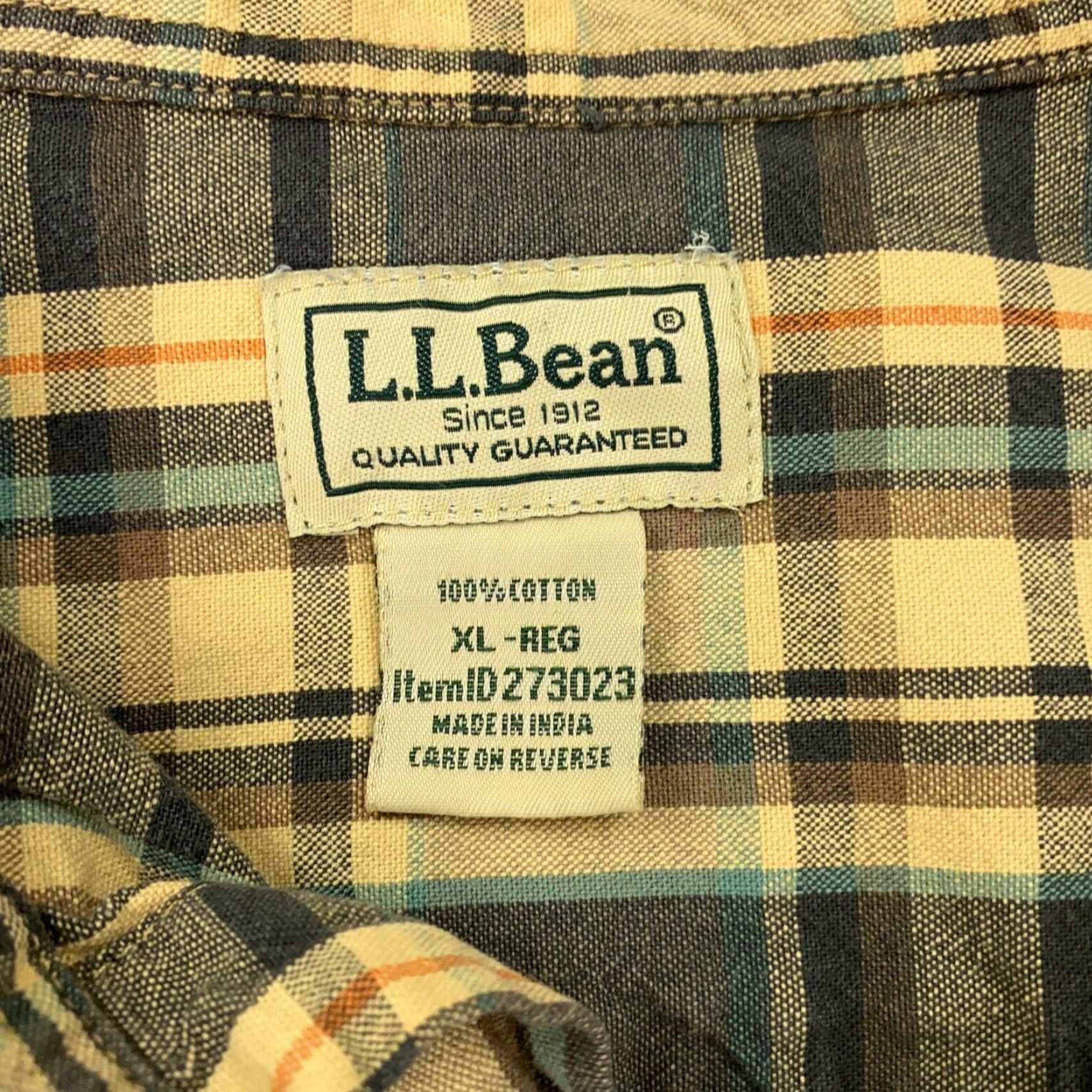 Vintage VINTAGE L.L.Bean Shirt Men XL Beige Plaid Heavyweight Button-Up Long Sleeve Classic Fit Size US XL / EU 56 / 4 - 4 Thumbnail
