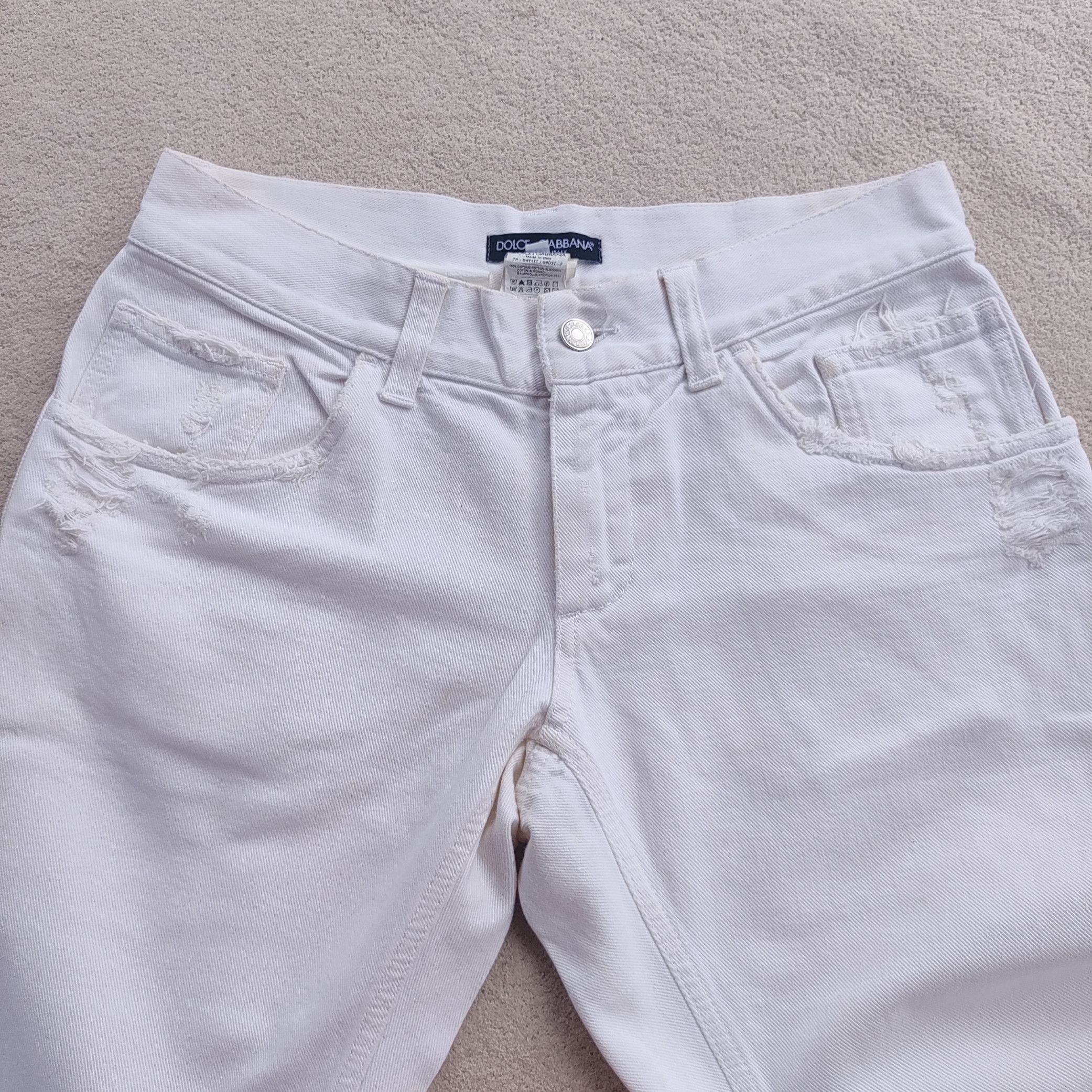 Dolce & Gabbana D&G Logo Plaque Distressed White Jeans Size US 30 / EU 46 - 4 Thumbnail