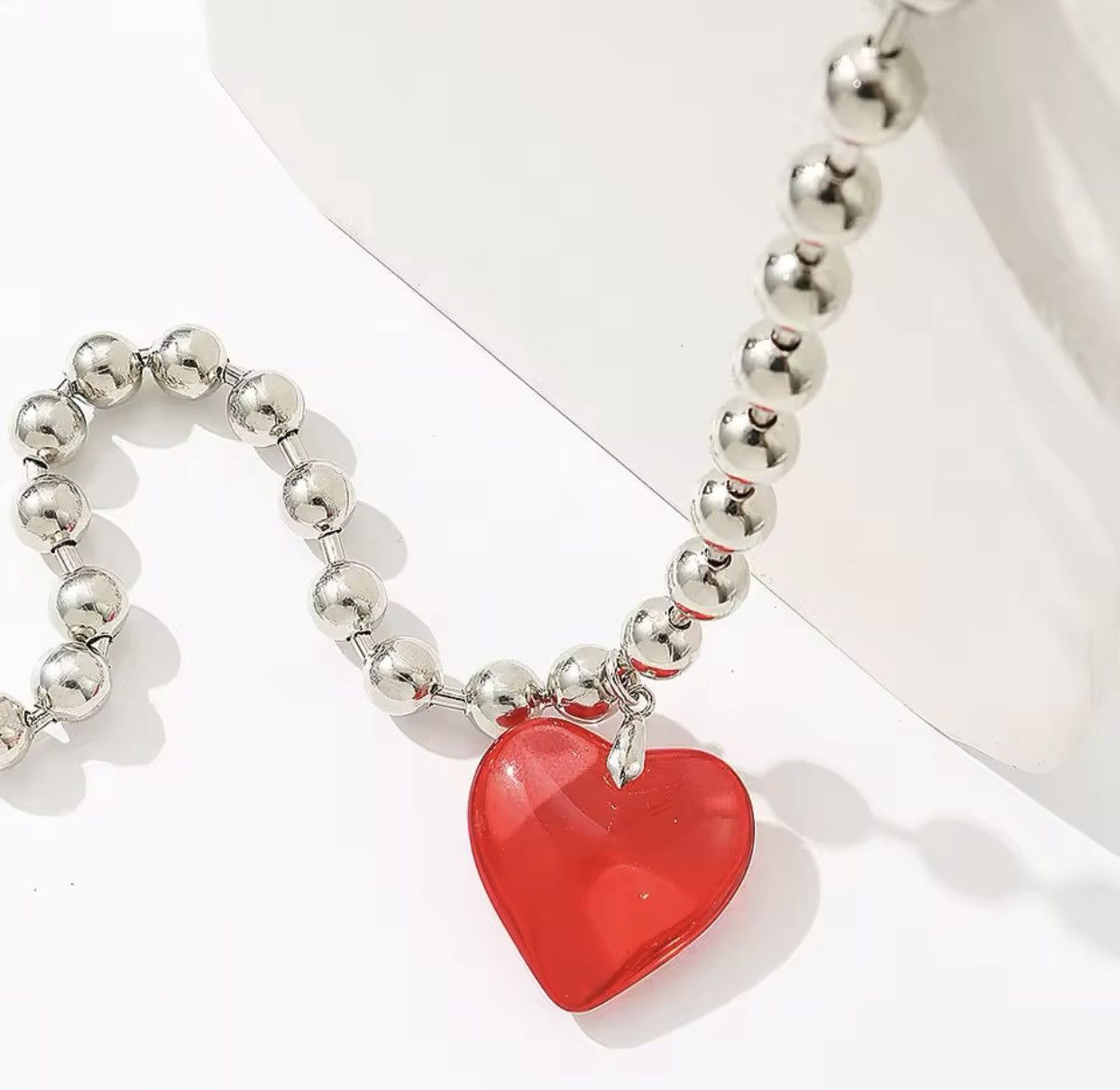 Jewelry Big Red Heart Chain Goth Punk Jewelry Pop Electro Necklace Size ONE SIZE - 4 Thumbnail