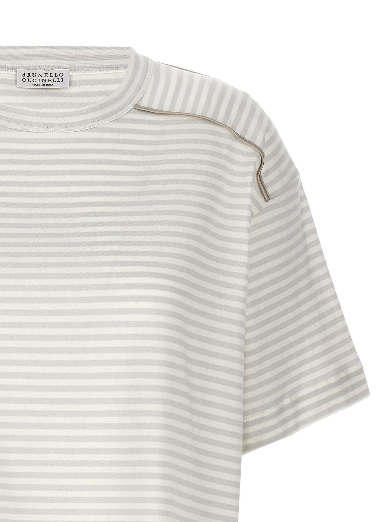 Brunello Cucinelli o1y0825 Crewneck T-Shirt in Light Gray/White Size XXS / US 00 / IT 34 - 3 Thumbnail
