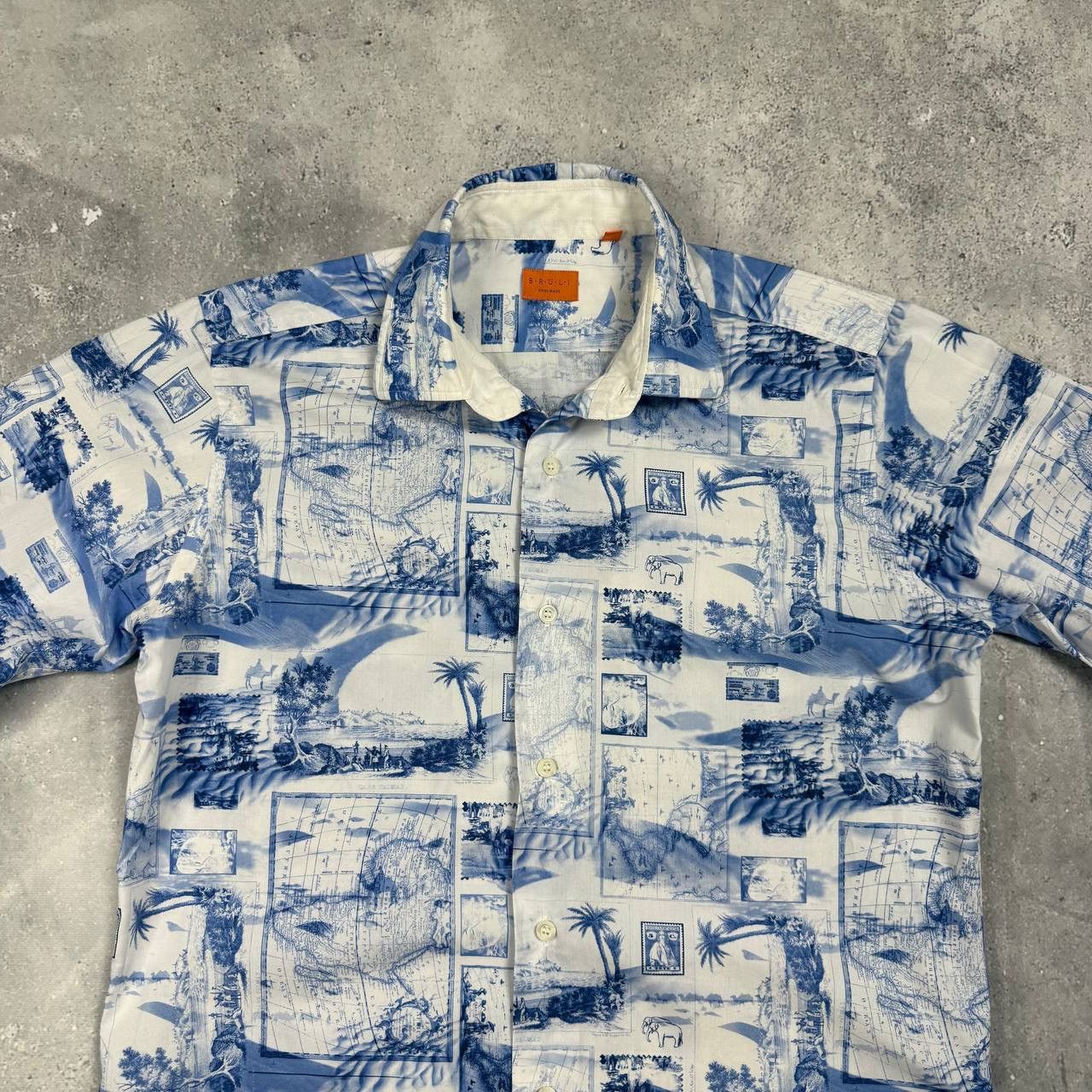Other BRULI Swiss Made Geography Print Button-Up LS Collar Shirt Size 40R - 4 Thumbnail
