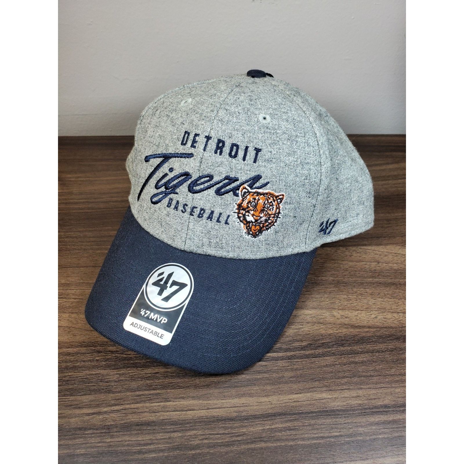 47 Brand × MLB Detroit Tigers Cooperstown Hat Cap Script Logo Gray Fleece Size ONE SIZE - 1 Thumbnail