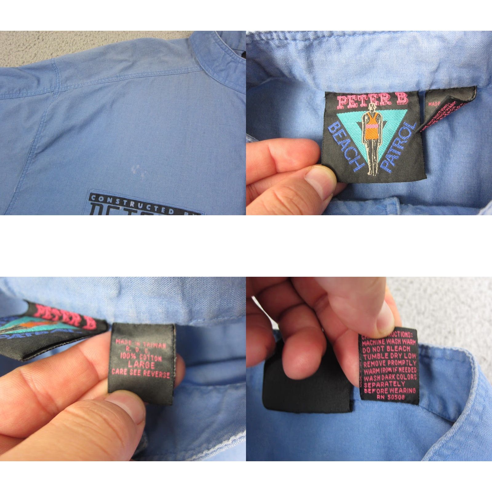Vintage VINTAGE Peter B Beach Patrol Shirt Mens L Blue 90s Henley Button-Up Short Sleeve Casual Beach/Surf Size US L / EU 52-54 / 3 - 8 Thumbnail