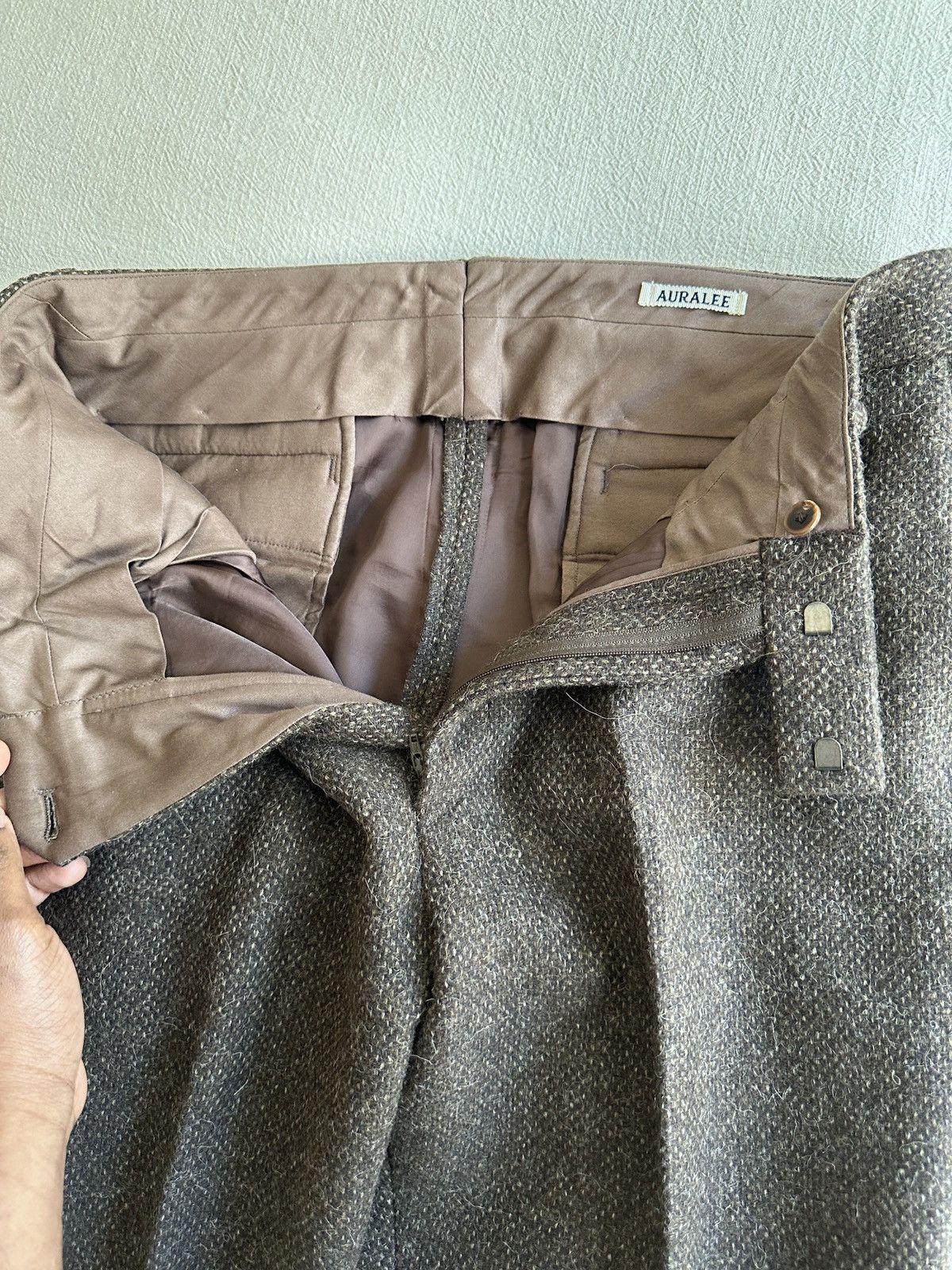 Auralee Auralee Brown Lama Shetland Wool Tweed Trousers - JP4 Size 50R - 8 Thumbnail