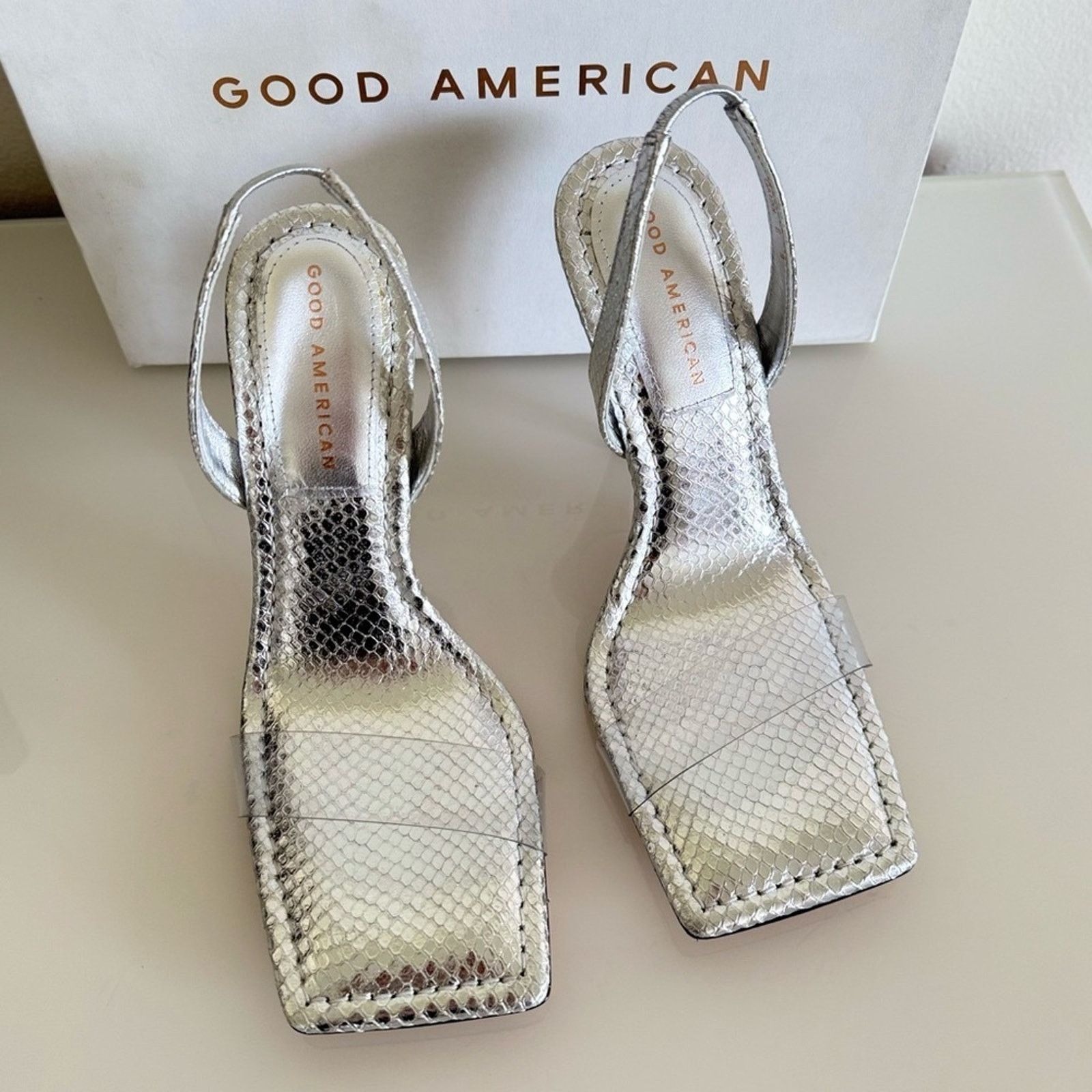 Good American New! Good American Silver Heels, Size 9 Size US 9 / IT 39 - 1 Thumbnail