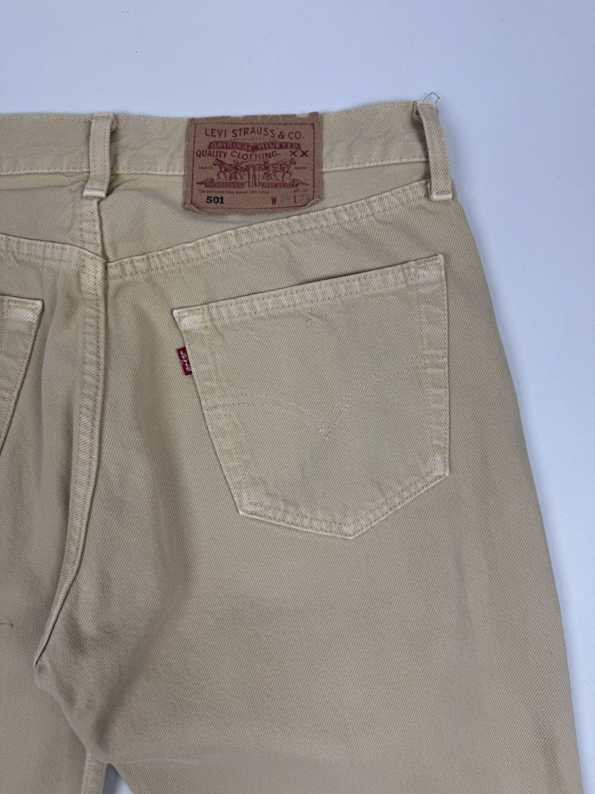 Levi's 1990’s Vintage Faded Levi’s 501 Beige Jeans Pants Size US 32 / EU 48 - 19 Thumbnail