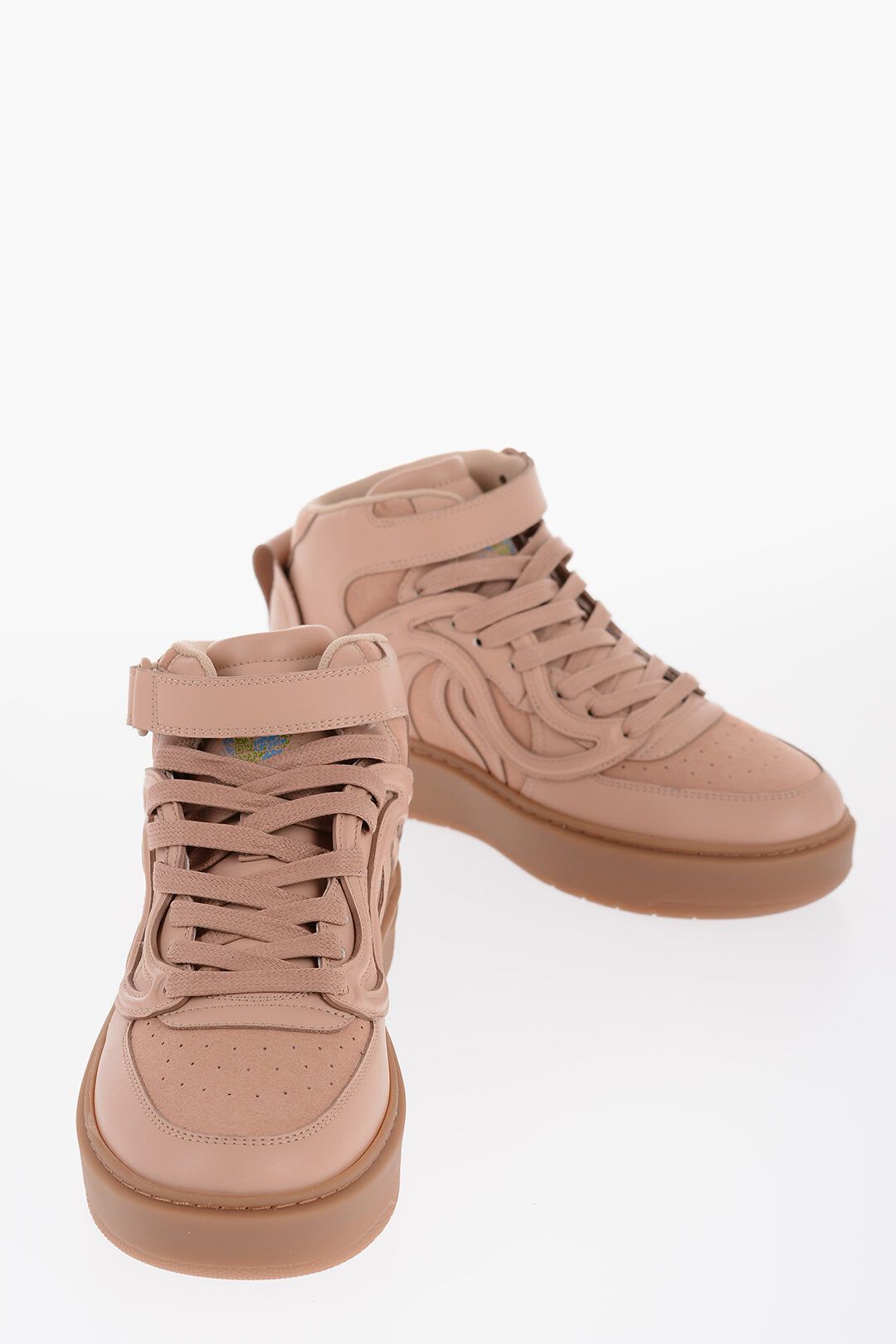 Stella McCartney og1mm0824 Leather S-Wave High-Top Sneakers in Peach Size US 10 / IT 40 - 2 Thumbnail