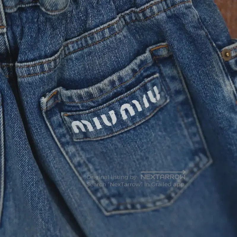 Miu Miu Miu Miu Blue Denim Logo Jeans for Women . Size 23" - 4 Thumbnail