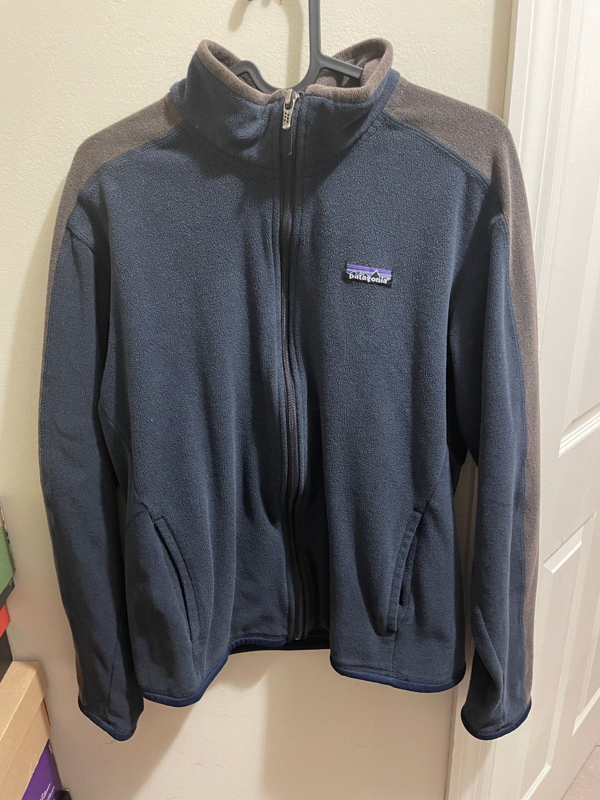 Vintage Patagonia Full Zip Fleece Jacket Navy Brown Size M
