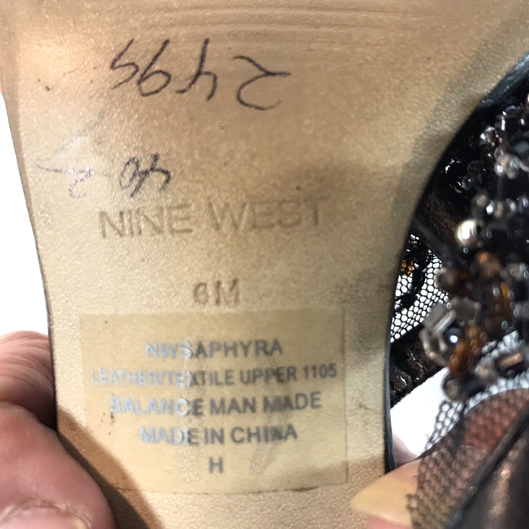 Nine West Nine West Saphyra Brown Leather Beaded T-Strap Heels Womens Size 6M 3in High Heel Size US 6 / IT 36 - 5 Thumbnail