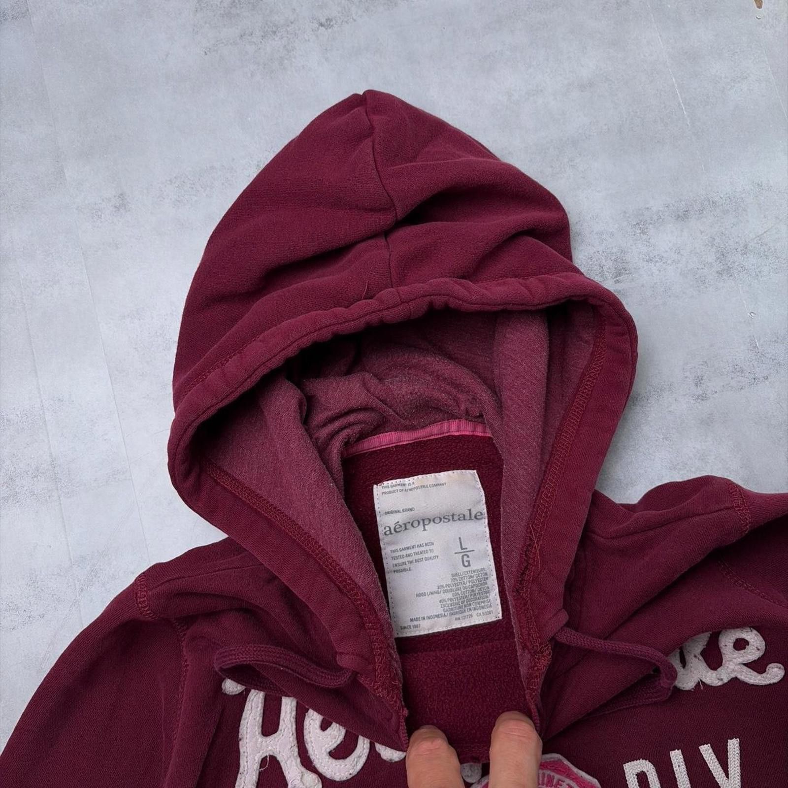 Aeropostale Y2K Burgundy Aeropostale Grunge Skater Hoodie Size M / US 6-8 / IT 42-44 - 6 Thumbnail