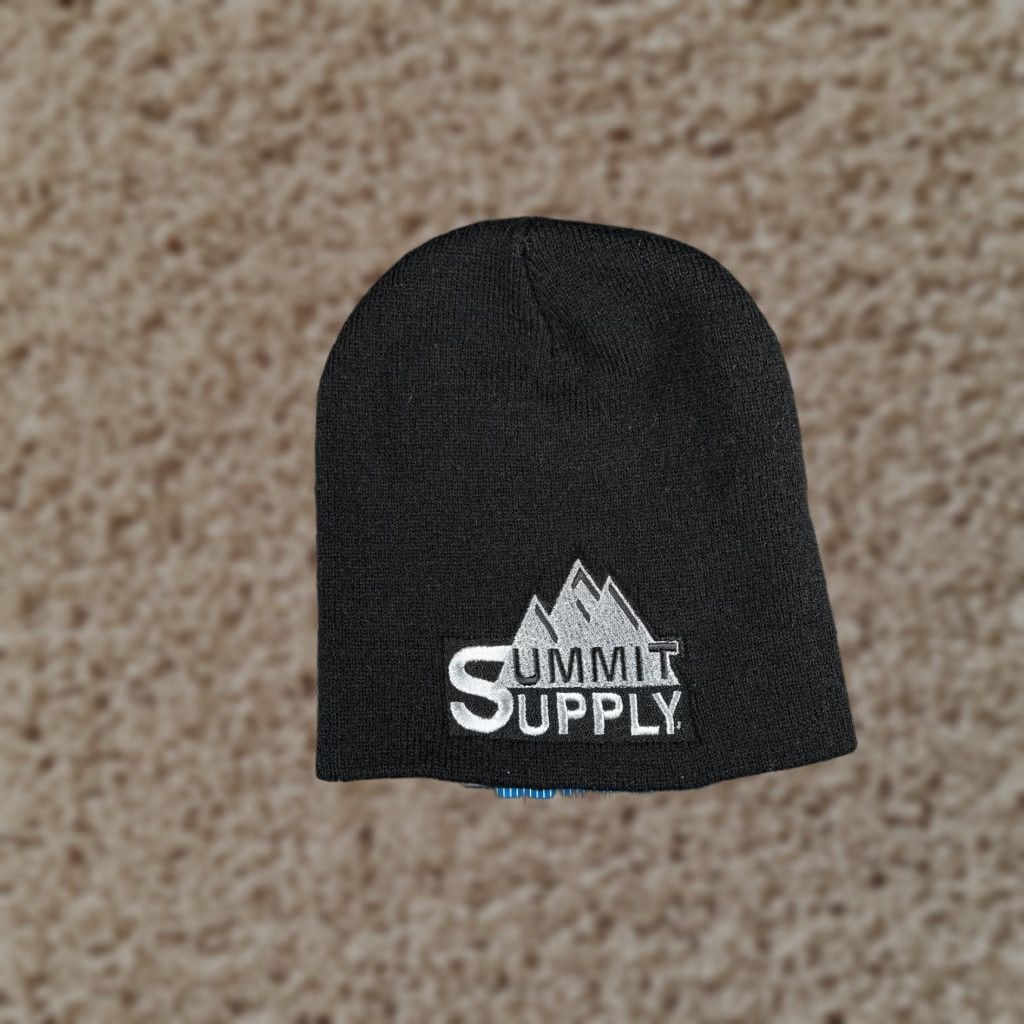 Vintage VINTAGE Summit Supply Beanie Toque Adult One Size Black Knit 100% Acrylic Embroidered Hat/Cap Beanie Unisex Adults Black Knit 100% Acrylic Embroidered Size ONE SIZE - 1 Thumbnail