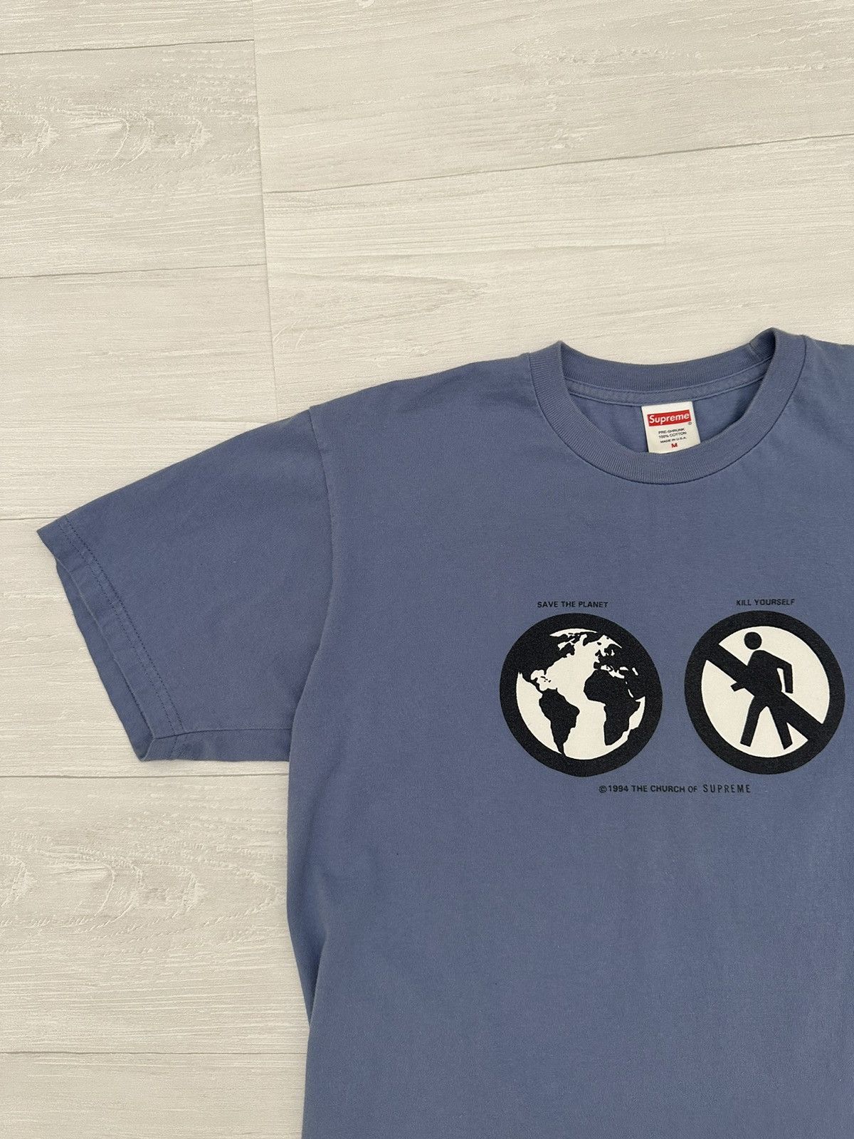 Supreme Supreme " Save The Planet " Cross Out Tee Blue Slate Medium Size US M / EU 48-50 / 2 - 2 Thumbnail