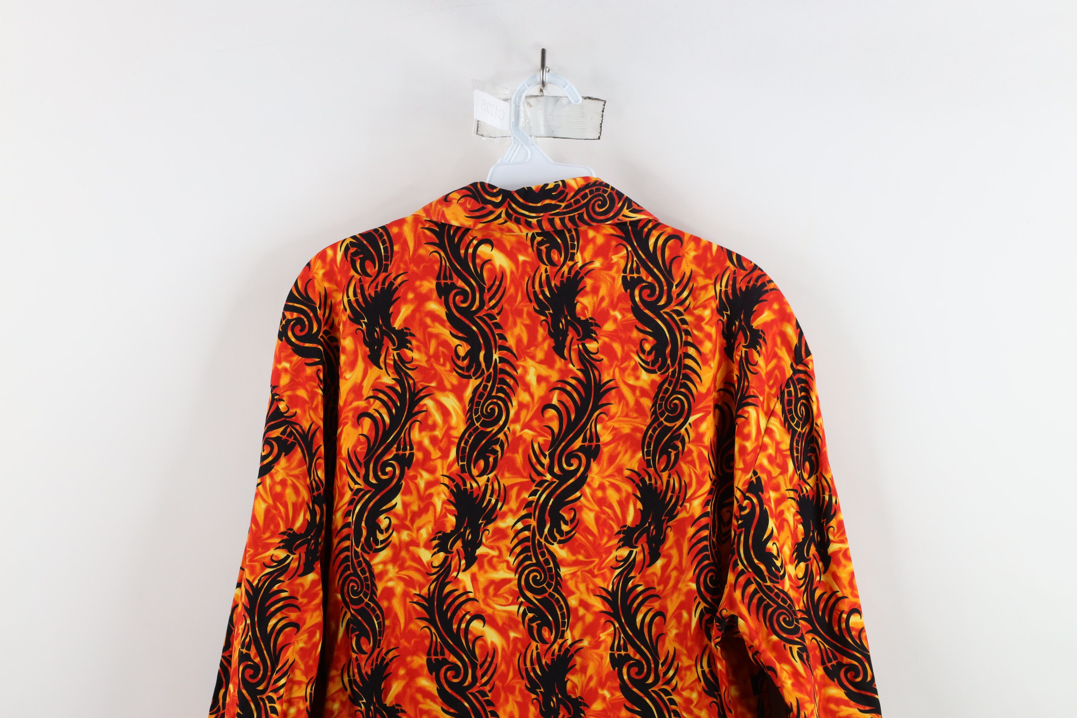 Vintage Vintage 90s Streetwear Dragon Fire Flames Button Shirt Size US XL / EU 56 / 4 - 8 Thumbnail