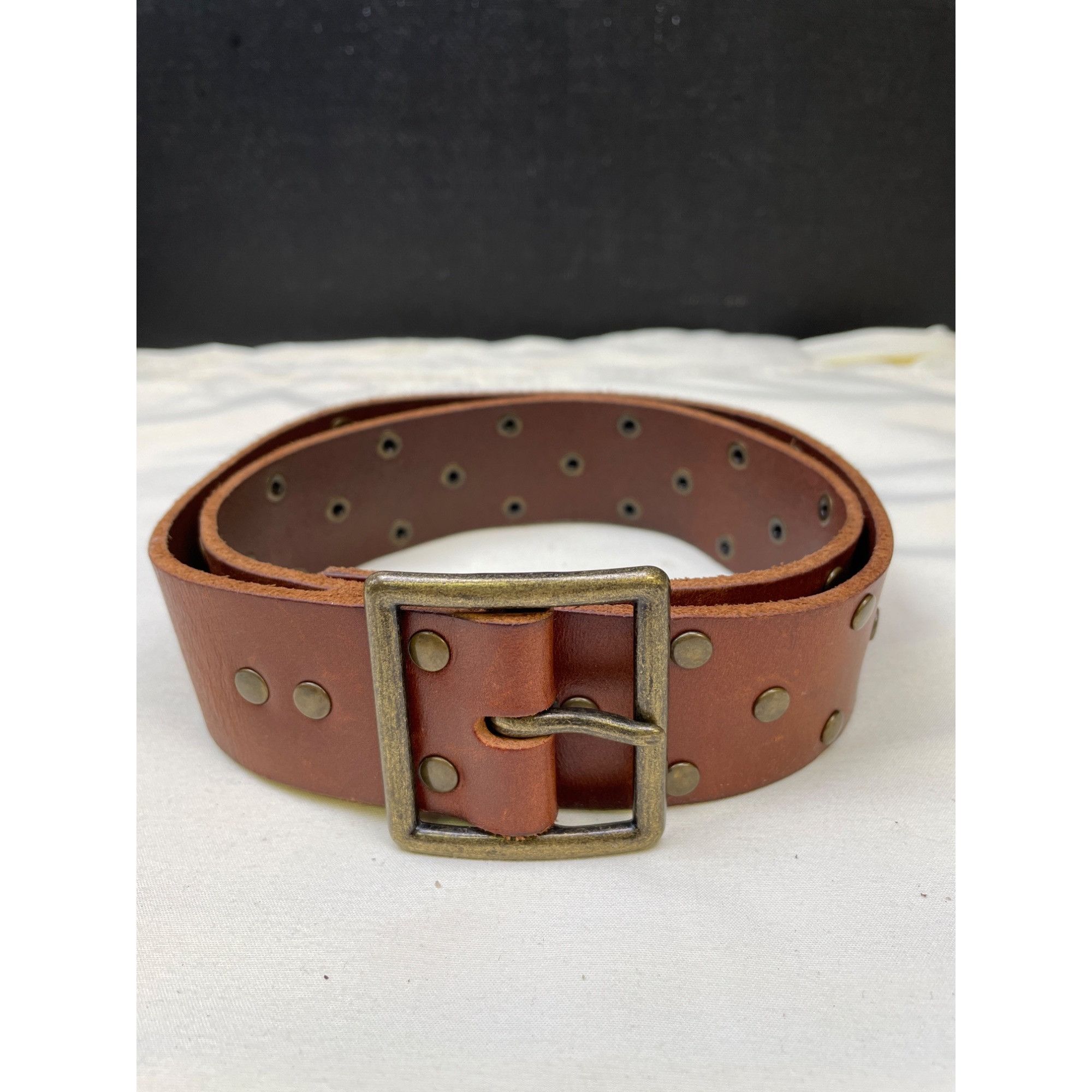 Other Vintage Womens Brown Leather Belt with Copper Studs Size S S Size ONE SIZE - 1 Thumbnail
