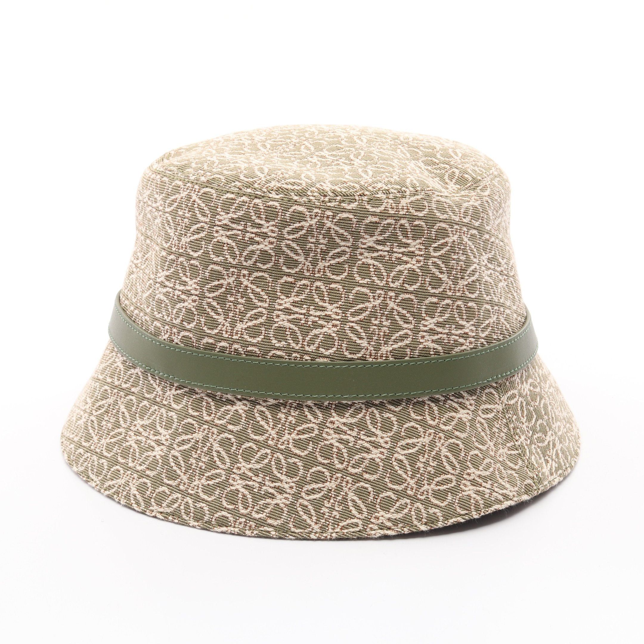 Loewe Loewe Anagram Jacquard Bucket Hat Cotton Khaki Green Beige Size ONE SIZE - 1 Thumbnail