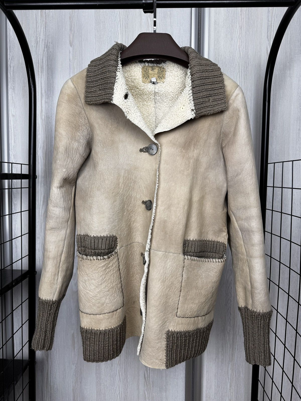 Other Nigel Preston & Knight beige distressed shearling jacket Size L / US 10 / IT 46 - 9 Thumbnail