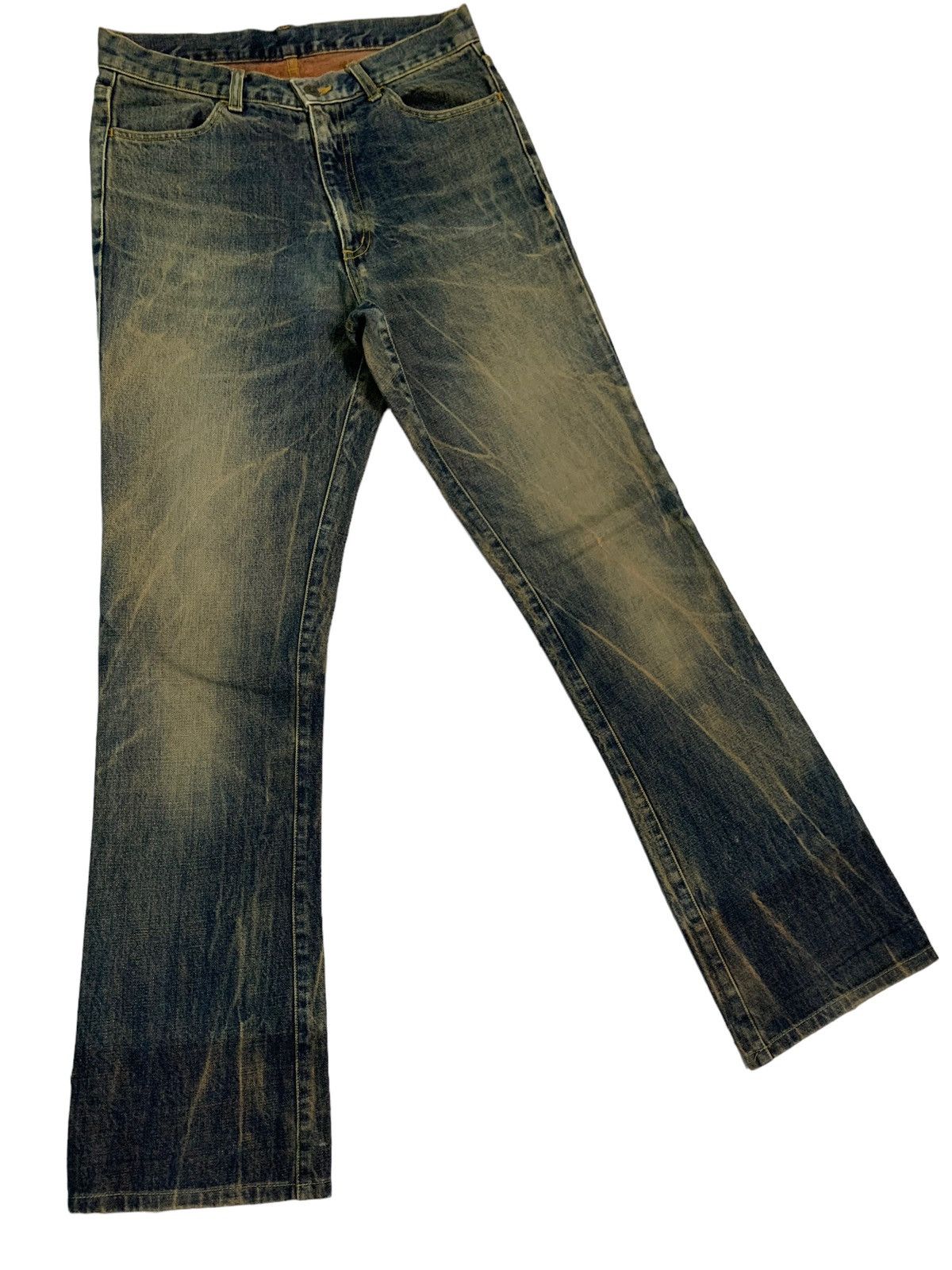 Japanese Brand 🔥Flare Dirty Distressed Four Bars Denim Jeans Size US 30 / EU 46 - 4 Thumbnail