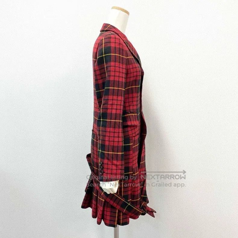 Comme des Garcons Comme Des Garcons Red Vintage Plaid Ripped Design Long Coa Size XS / US 0-2 / IT 36-38 - 3 Thumbnail