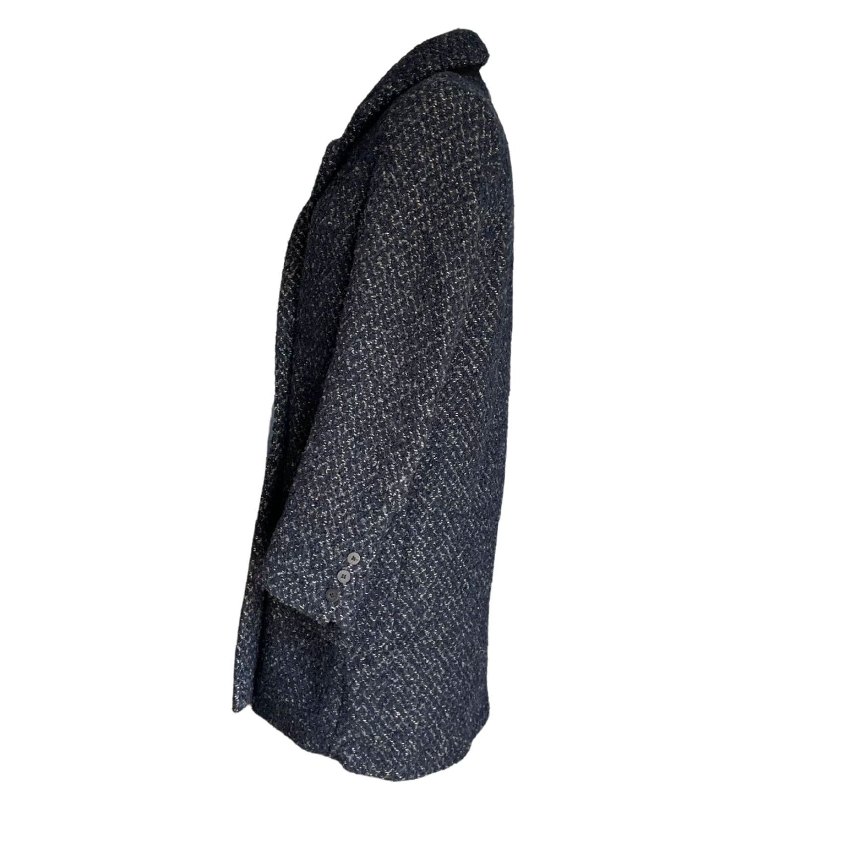 Zara Zara Coat Wool Boucle Tweed Faux Fur Lined Long M Blue Size M / US 6-8 / IT 42-44 - 6 Thumbnail