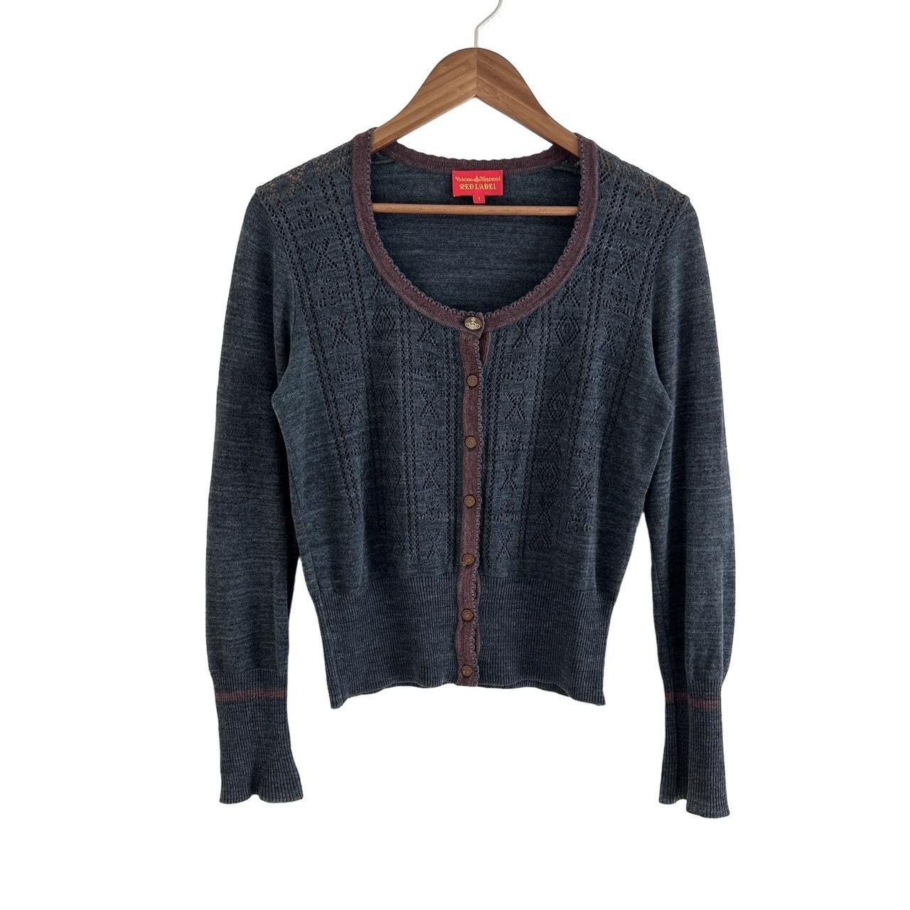 image of Vintage Vivienne Westwood Orb Logo Knit Cardigan Nana in Blue, Women's (Size Small)