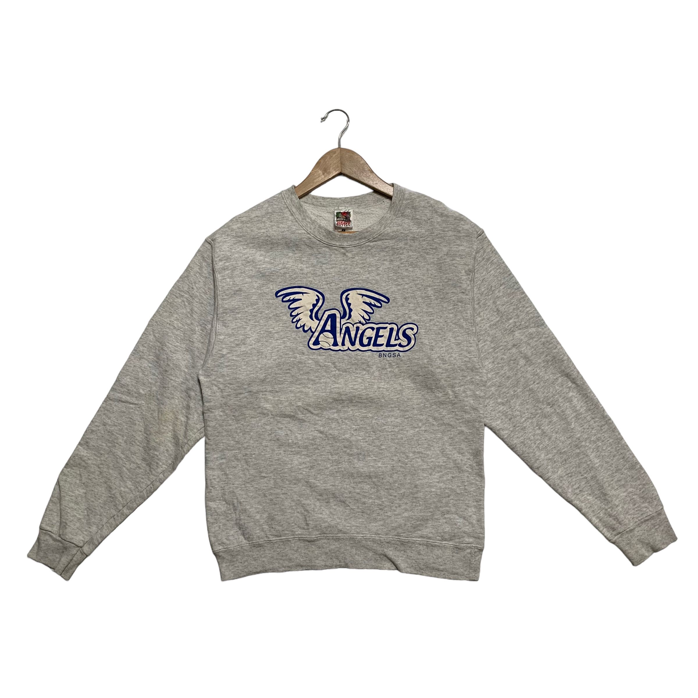 image of Fruit Of The Loom x Vintage Bngsa Angels Sweatshirt in Grey, Women's (Size Small)