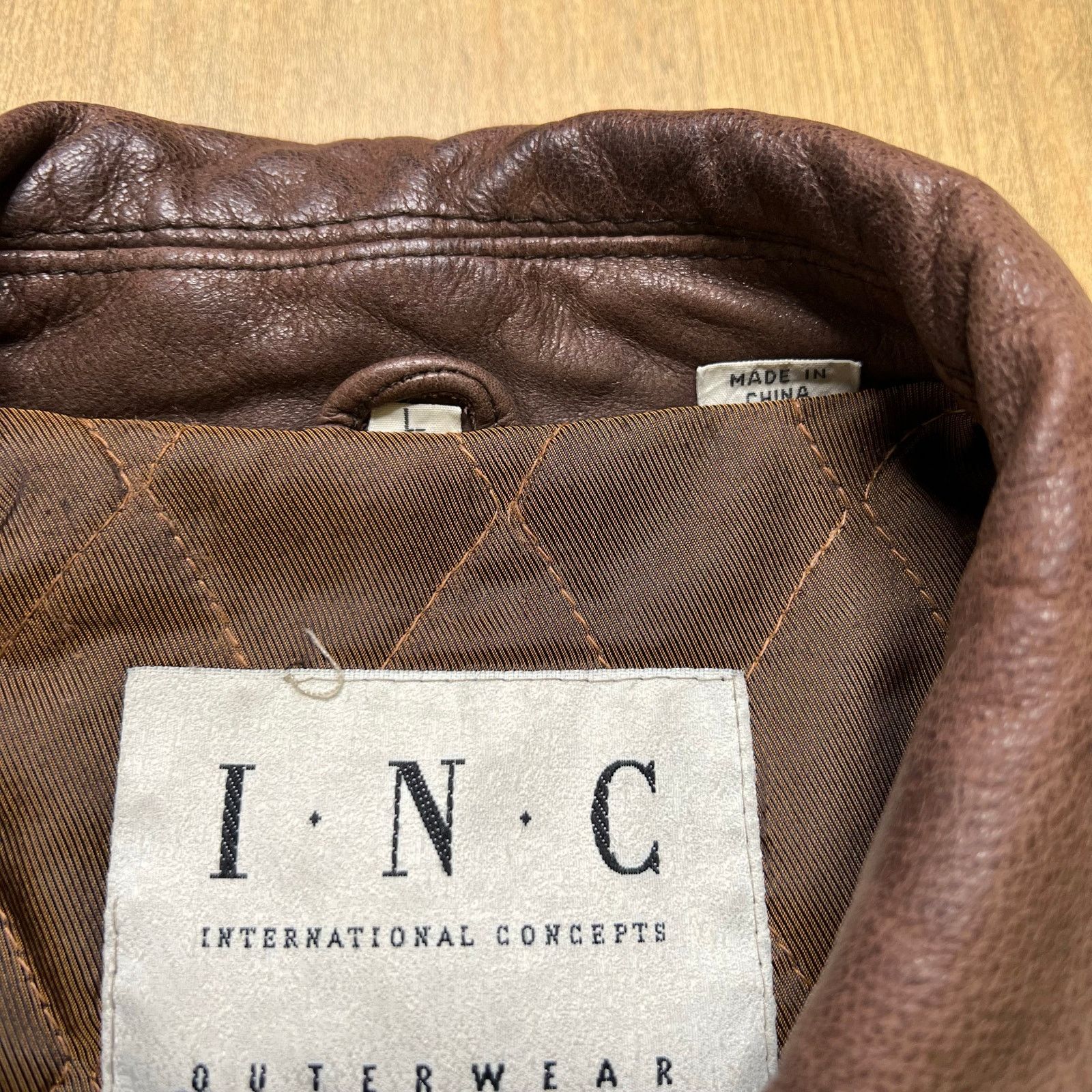 Vintage INC Leather Jacket Brown Zip Snap Front Quilted Lined Mens L Size US L / EU 52-54 / 3 - 4 Thumbnail