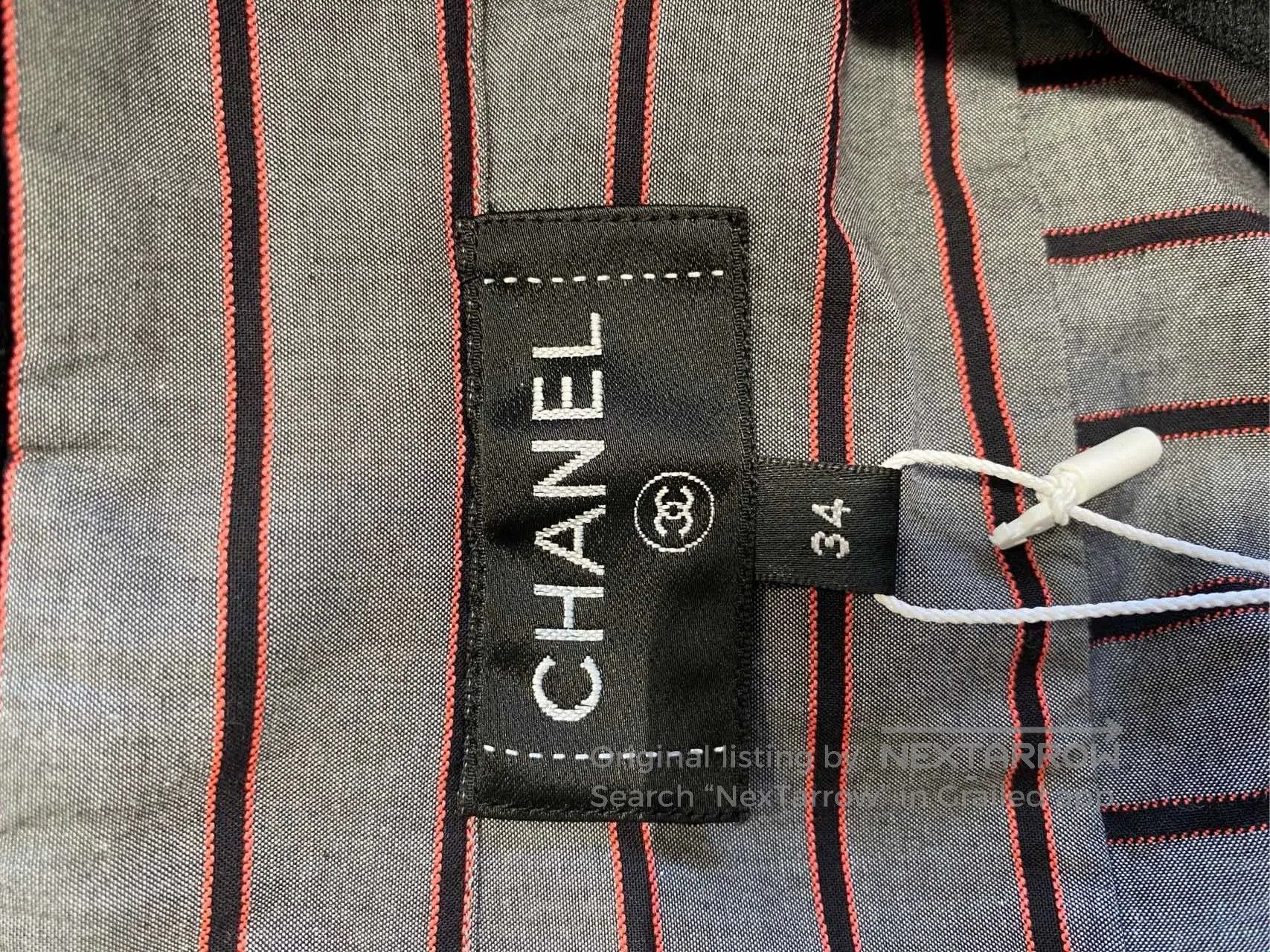 Chanel Chanel 22B Velvet Collar Striped Shirt. Size US XS / EU 42 / 0 - 4 Thumbnail