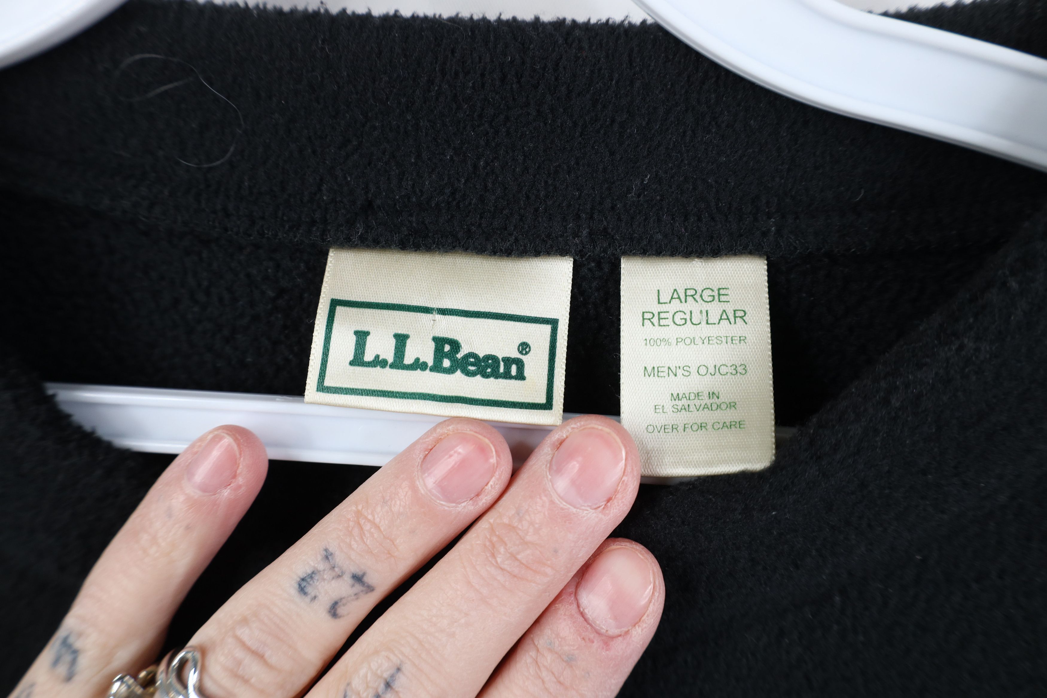 L.L. Bean Vintage 90s LL Bean Faded Blank Fleece Henley Sweater Black Size US L / EU 52-54 / 3 - 4 Thumbnail