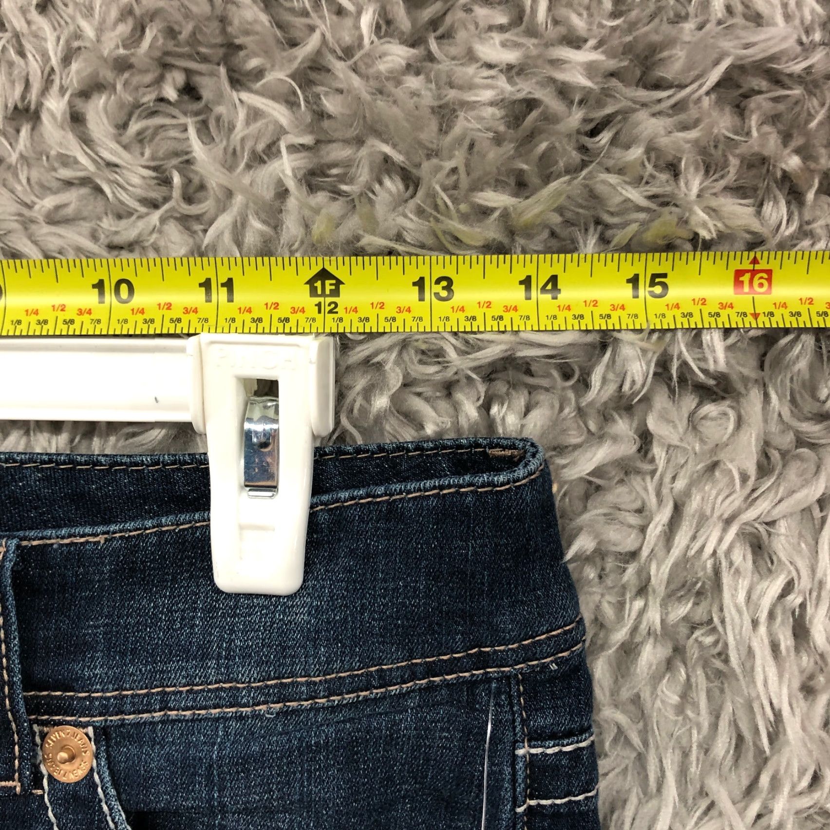 Vintage Seven7 Shorts Womens Bermuda Denim Dark Blue Jean Size 25 Mid Rise 5-Pocket Logo Angel Casual Womens Jeans Size 42" / US 20 - 2 Thumbnail