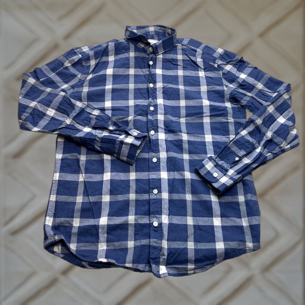 Vintage Frank + Oak Rue St. Viateur Button Up Shirt Mens Large Blue Plaid Long sleeve Size US L / EU 52-54 / 3 - 1 Thumbnail