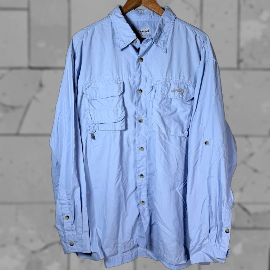 Vintage Natural Gear Shirt Mens XL Blue Hiking Vented Button Down Long Sleeve Size US XL / EU 56 / 4 - 1 Thumbnail