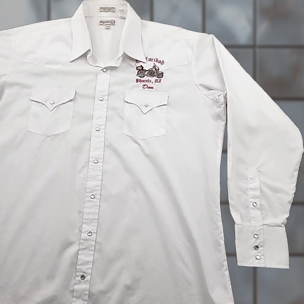 Vintage VINTAGE Sheplers Pearl Snap Shirt Mens 18 37 Tall Western Button-Up Long Sleeve White Cotton Blend 70s 80s 90s Cowboy Mens Size US XXL / EU 58 / 5 - 1 Thumbnail