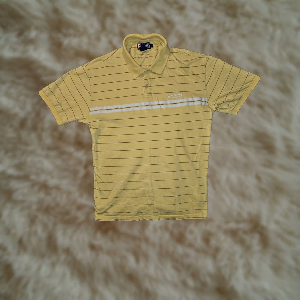 Ralph Lauren VINTAGE Chaps Ralph Lauren Polo Shirt Mens Large Yellow Striped 90s Preppy Polo Shirt 90s Mens Size US L / EU 52-54 / 3 - 1 Thumbnail