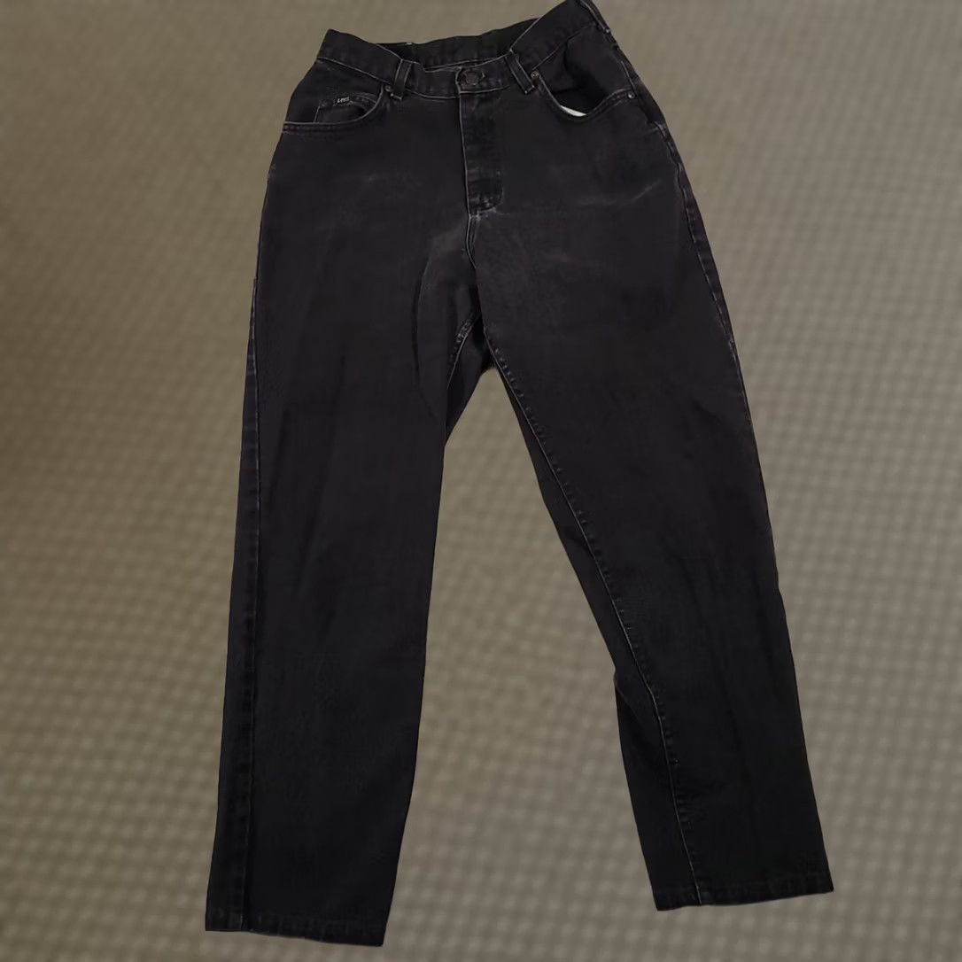Lee VINTAGE Lee High Rise Denim Mom Jeans Women's 10 Tapered Black USA Made Shirt Size 32" / US 10 / IT 46 - 1 Thumbnail