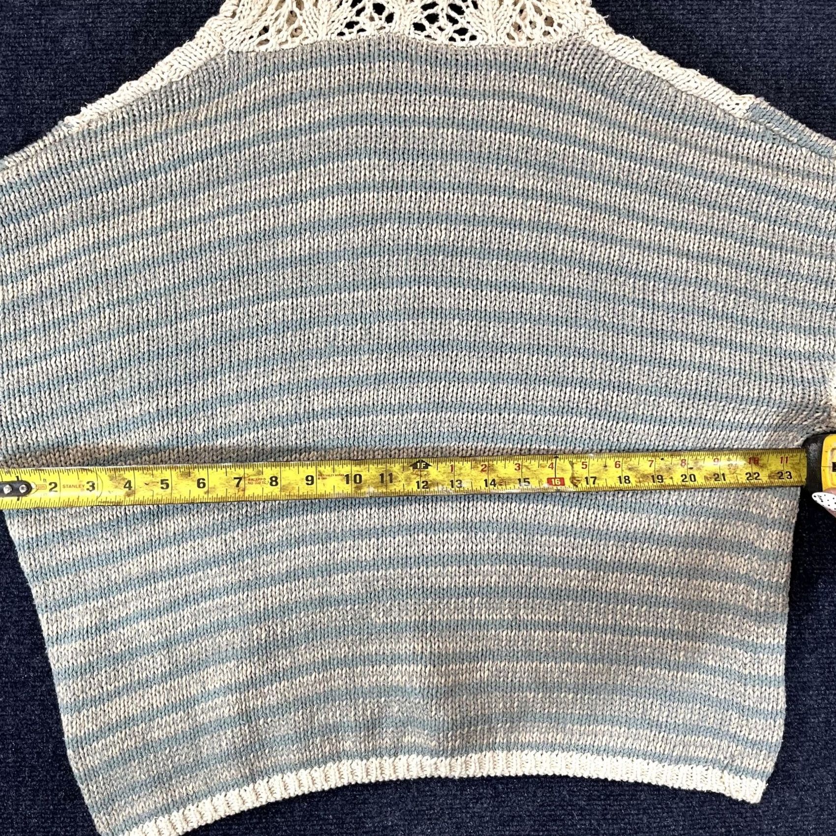 BKE VINTAGE BKE Sweater Shirt Womens Medium Beige/Blue Hooded Knit Lace Up Boho NWT Size M / US 6-8 / IT 42-44 - 3 Thumbnail