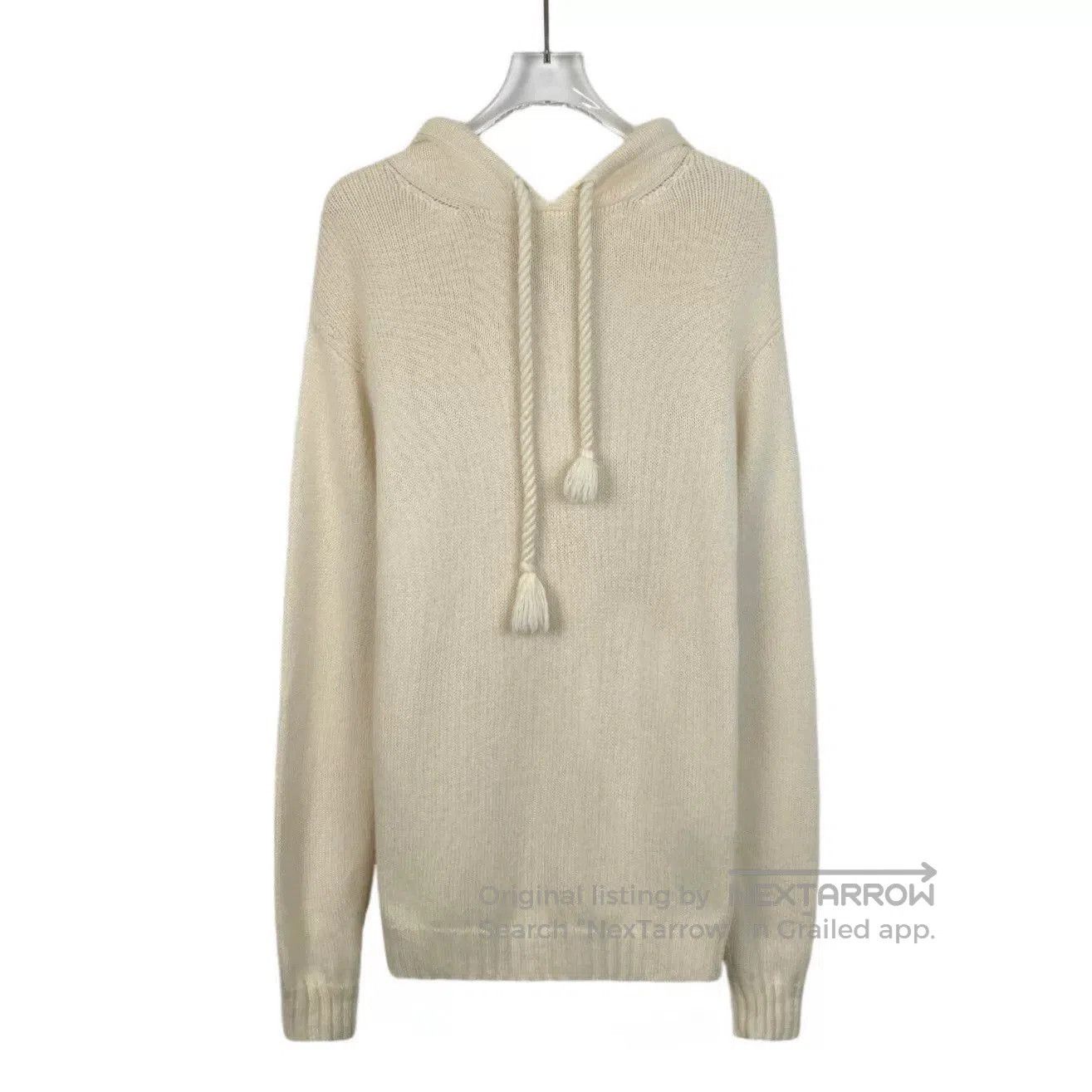 beige hooded cable knit sweater XS.